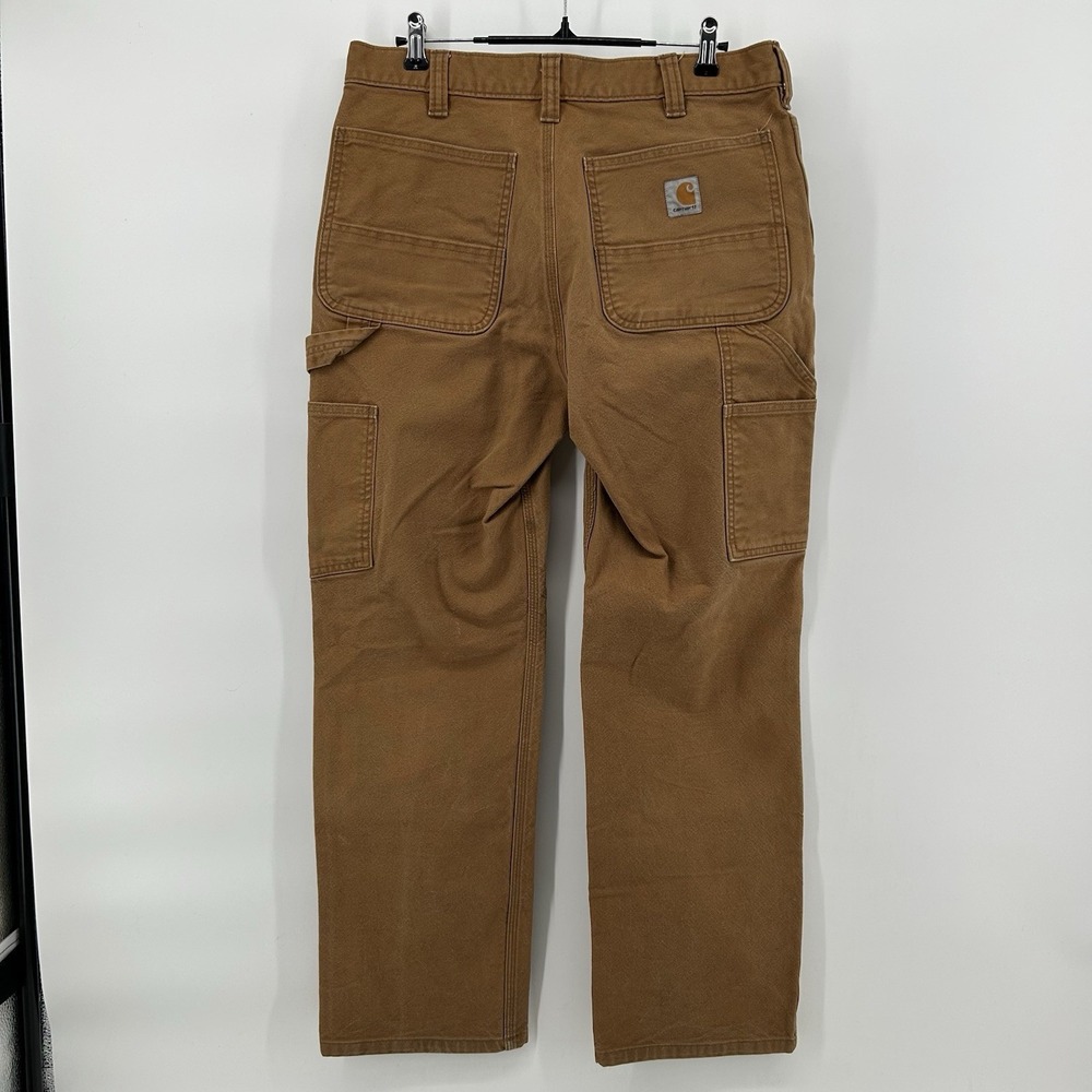 Carhartt Rugged Flex Duck Double Front Work Pants Mens 32x30 Brown Distressed